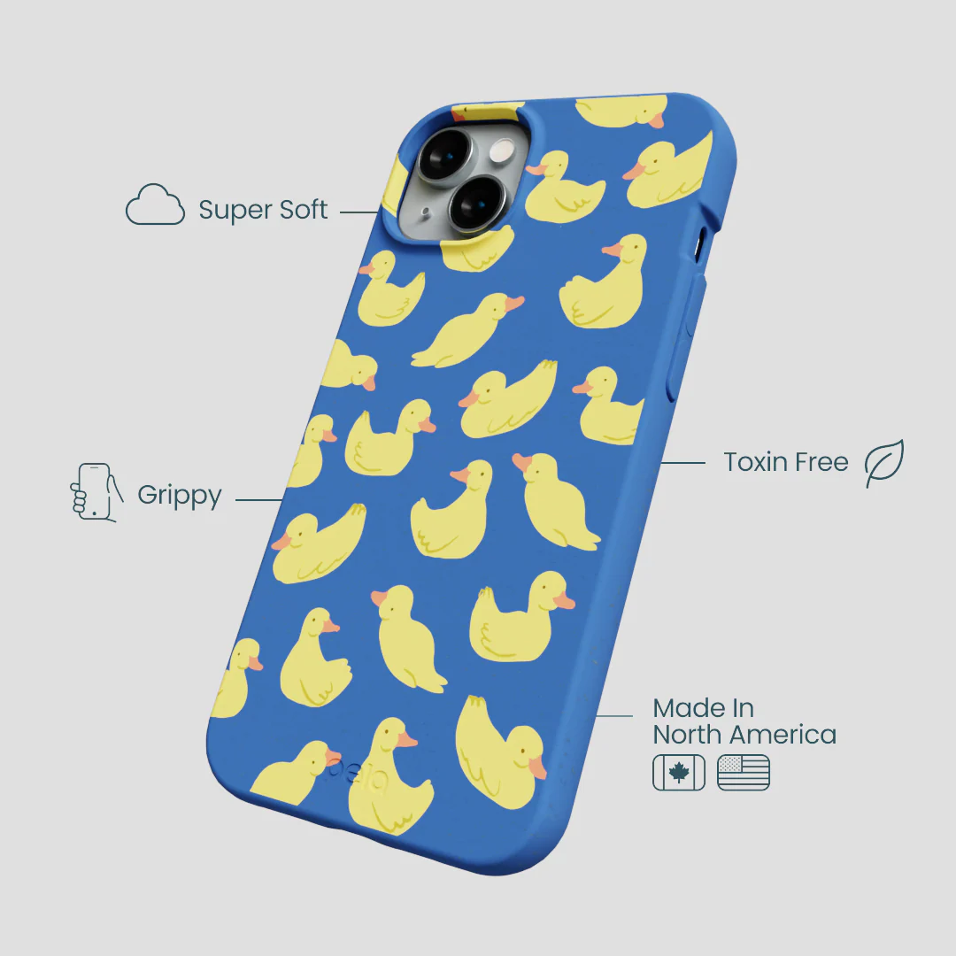 Electric Blue Sunny Ducklings iPhone 15 Plus Case - Image 4