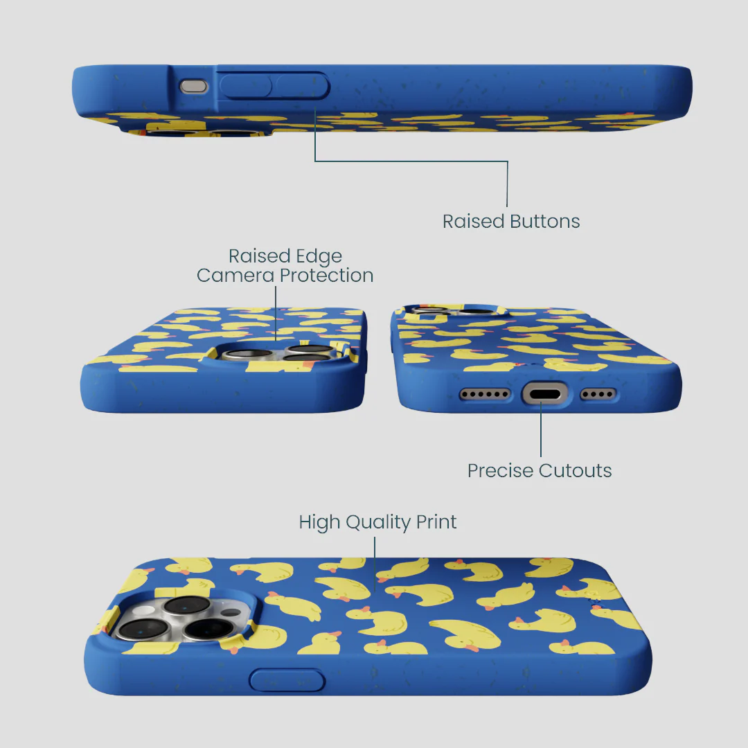 Electric Blue Sunny Ducklings iPhone 15 Pro Max Case - Image 3