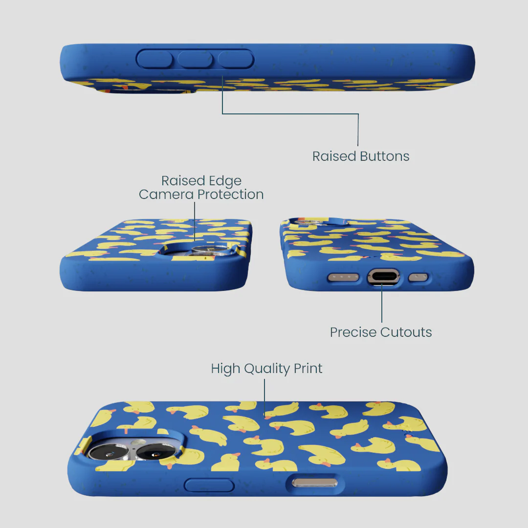 Electric Blue Sunny Ducklings iPhone 16 Case - Image 3