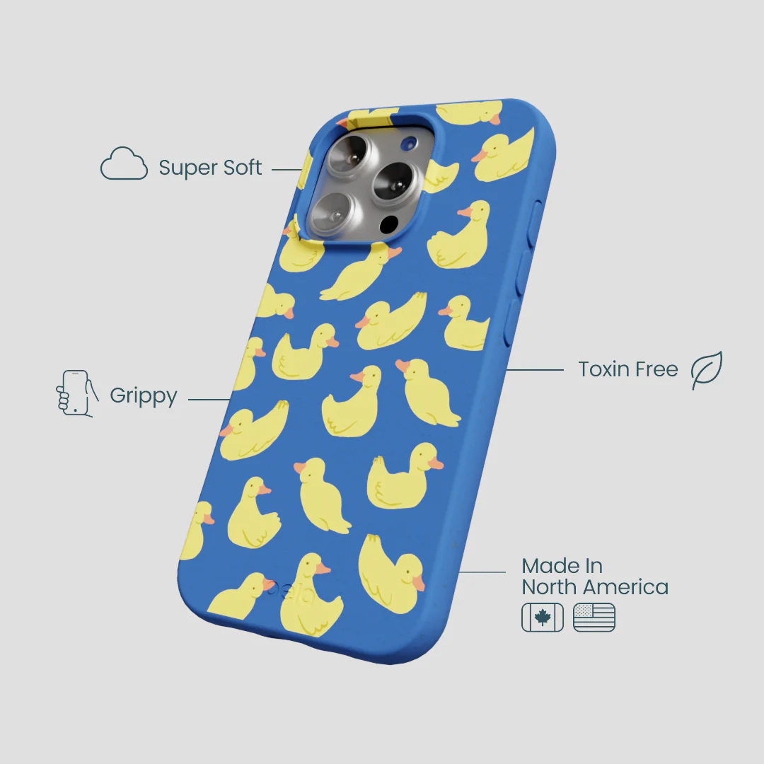 Electric Blue Sunny Ducklings iPhone 16 Pro Case - Image 4