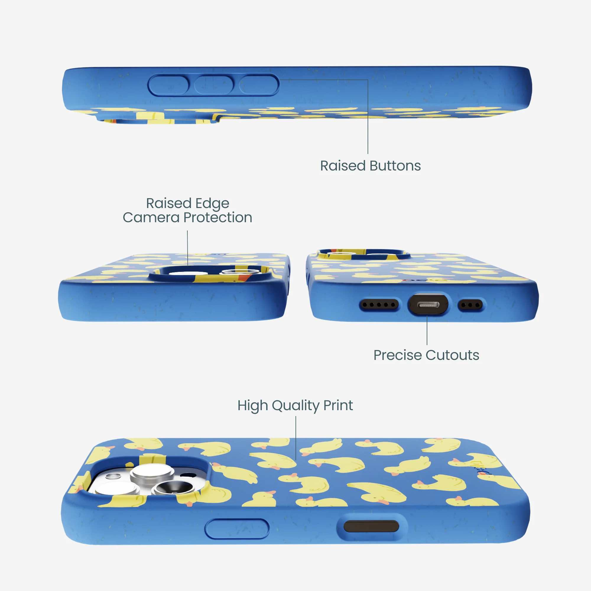 Electric Blue Sunny Ducklings iPhone 16 Pro Max Case - Image 3