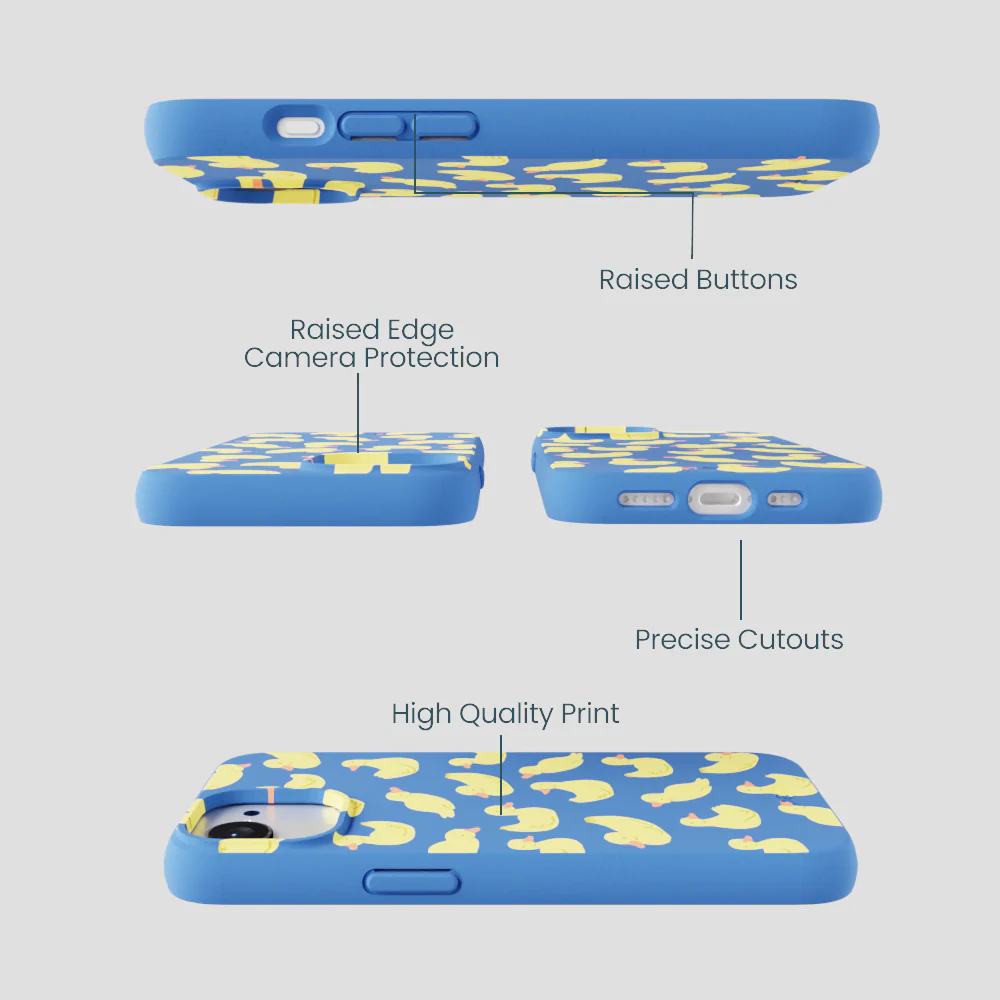 Electric Blue Sunny Ducklings iPhone 16e/17e Case - Image 3