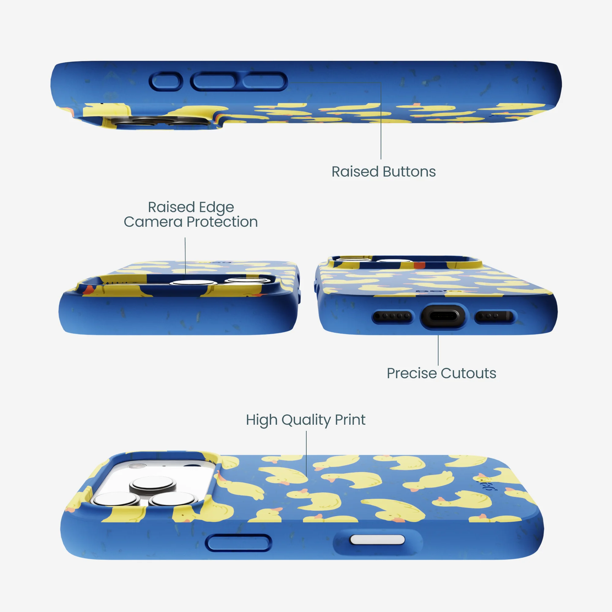 Electric Blue Sunny Ducklings iPhone 17 Pro Case - Image 3