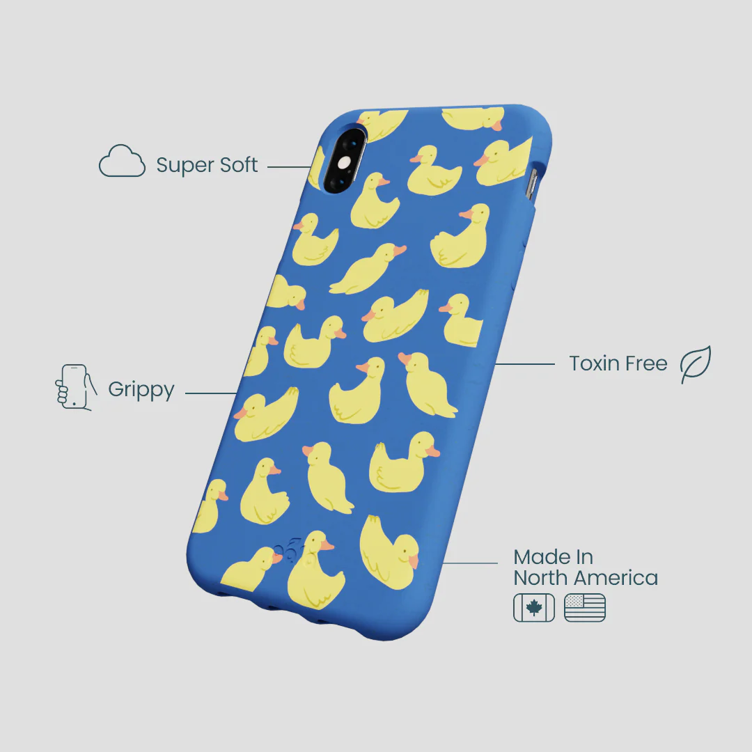 Electric Blue Sunny Ducklings iPhone XR Case - Image 4