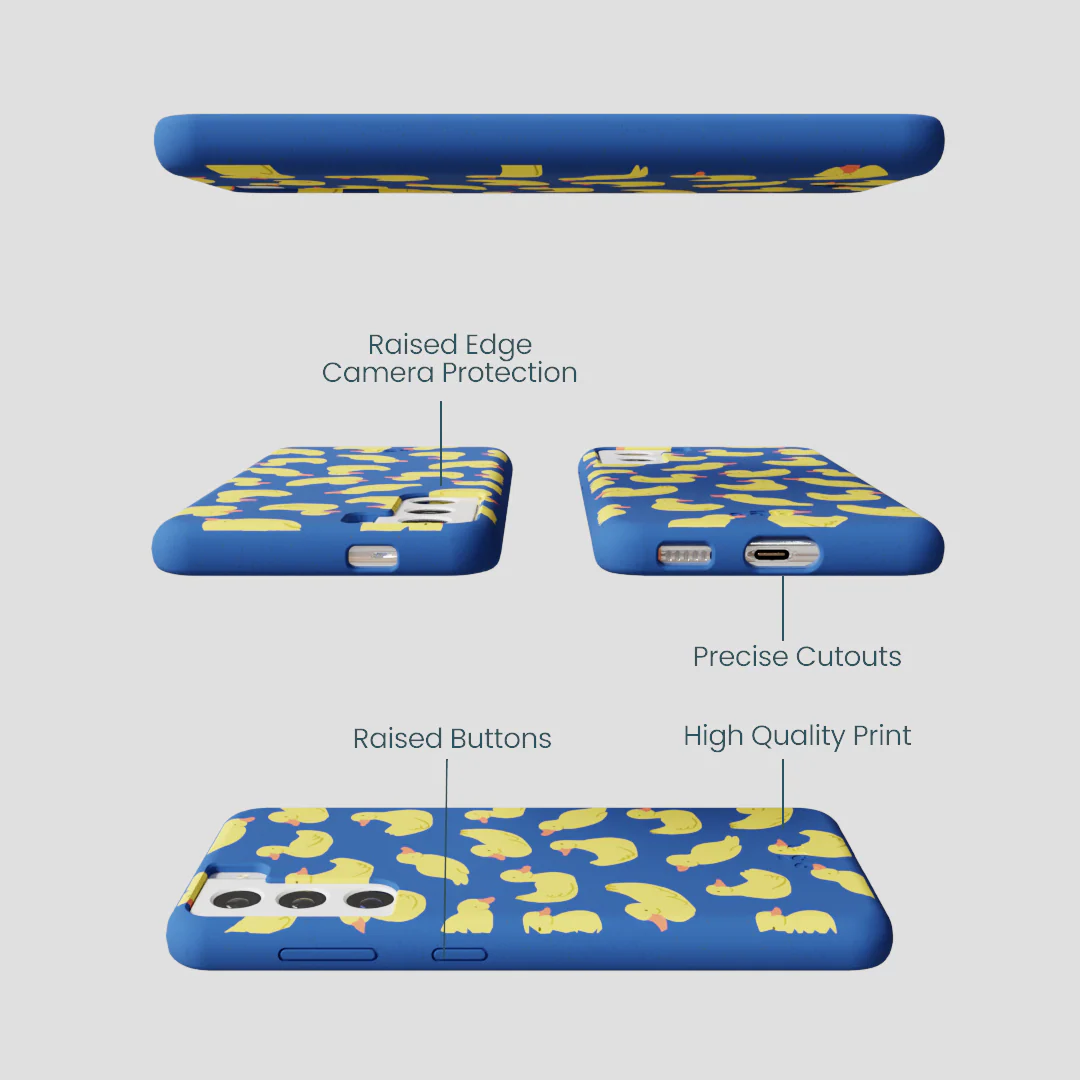 Electric Blue Sunny Ducklings Samsung Galaxy S21 Case - Image 3