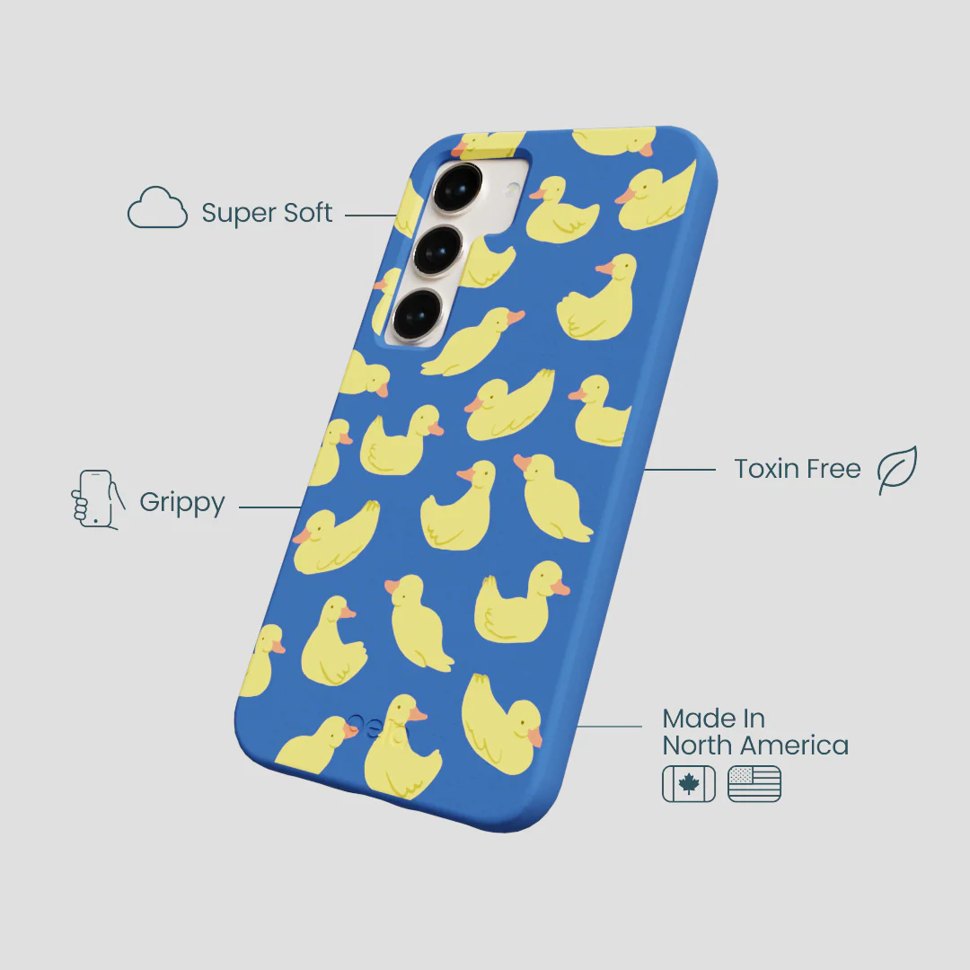 Electric Blue Sunny Ducklings Samsung Galaxy S24 Case - Image 4