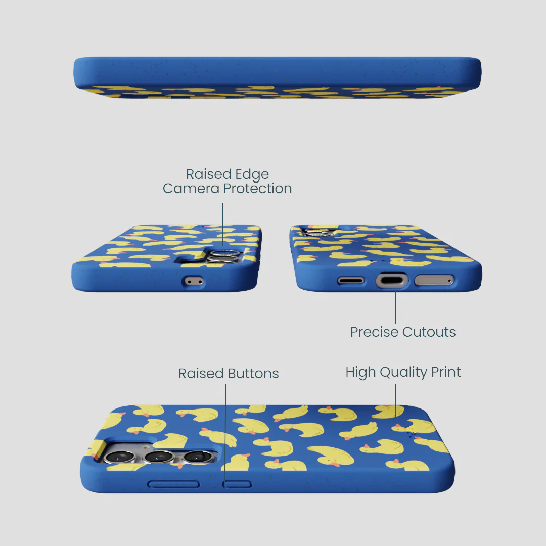 Electric Blue Sunny Ducklings Samsung Galaxy S25 Case - Image 3