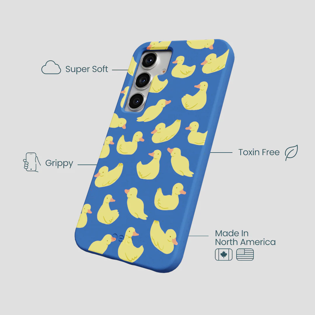 Electric Blue Sunny Ducklings Samsung Galaxy S25 Case - Image 4