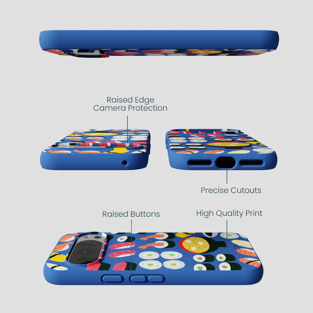 Electric Blue Sushi Night Google Pixel 10/10 Pro Case - Image 3
