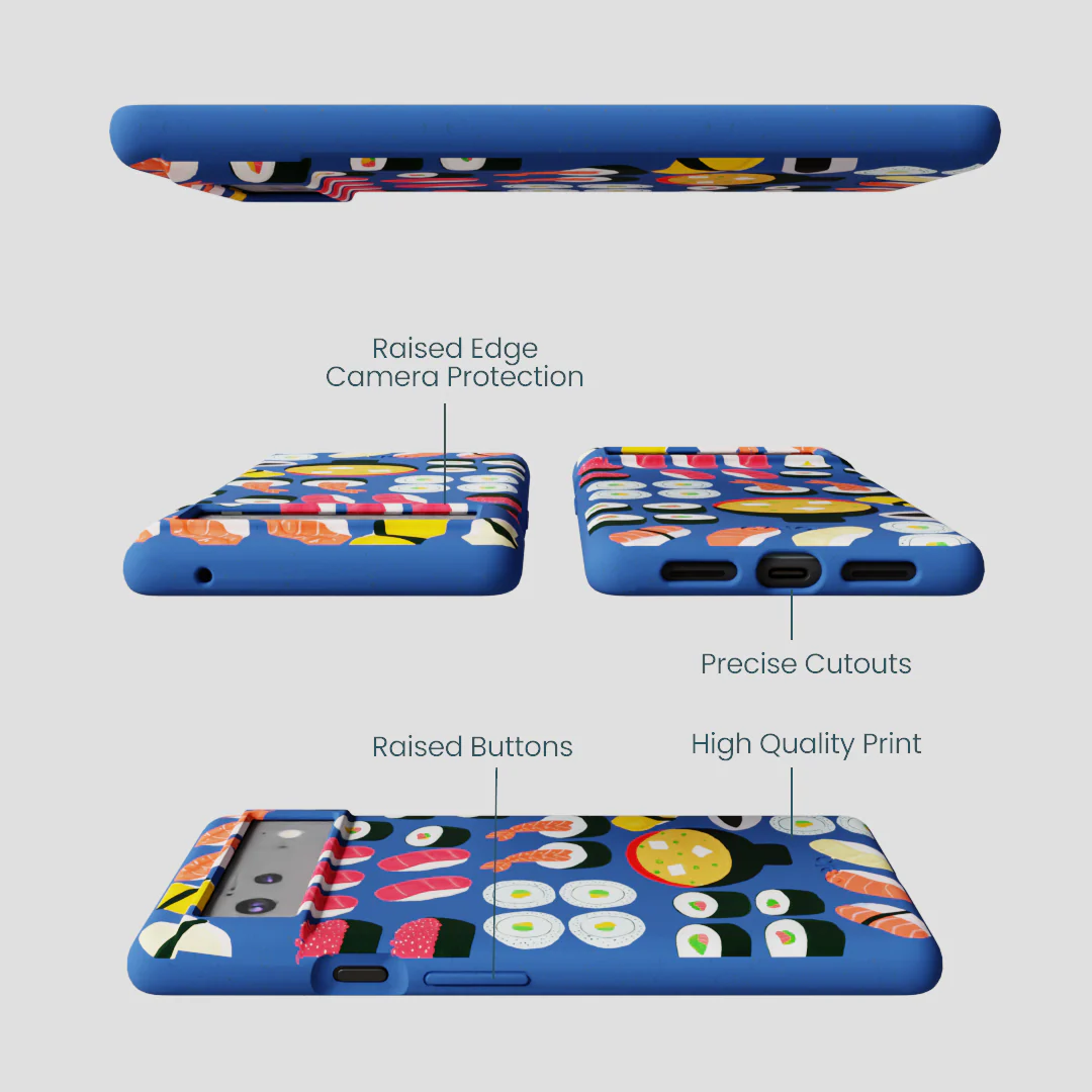 Electric Blue Sushi Night Google Pixel 6a Case - Image 3