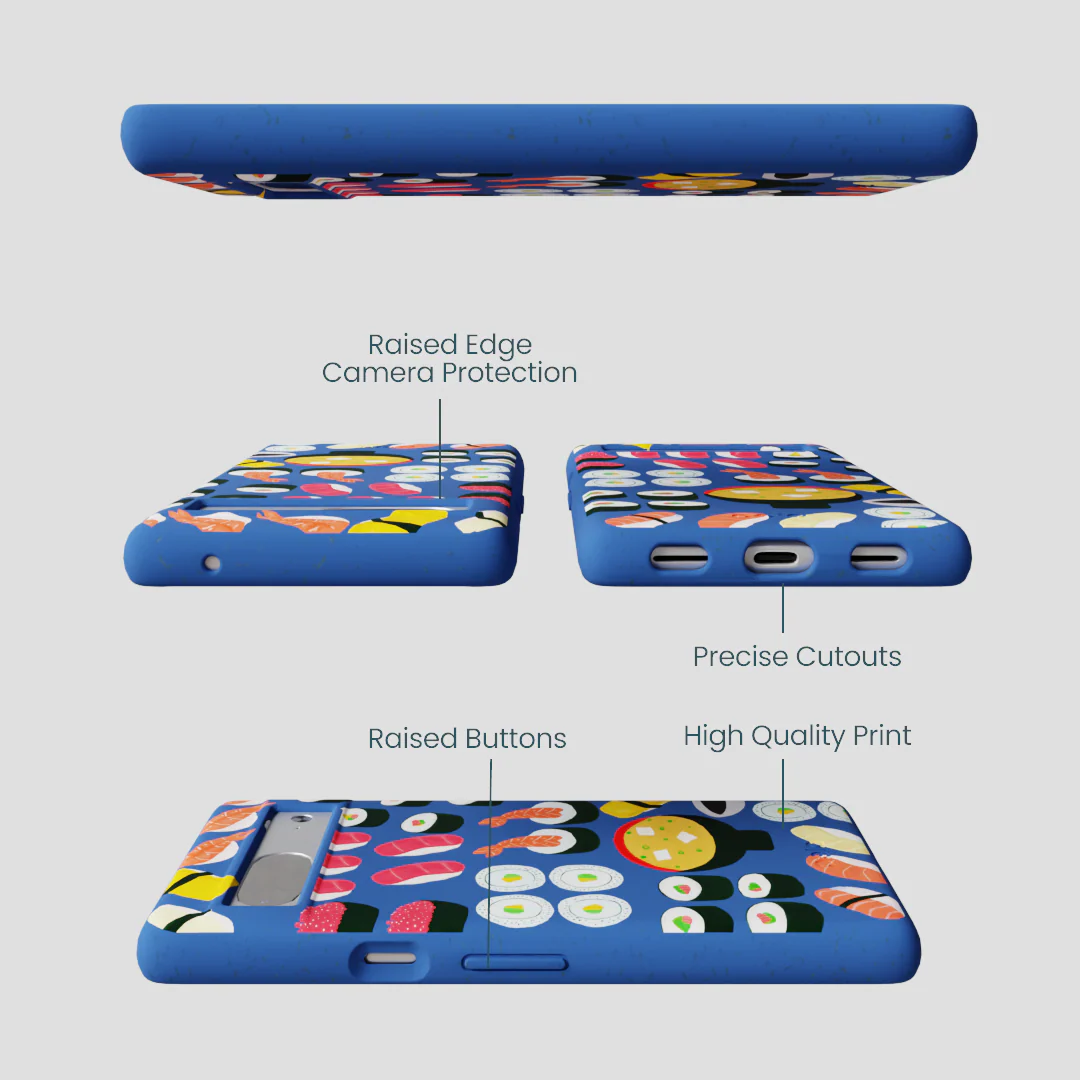 Electric Blue Sushi Night Google Pixel 7 Case - Image 3