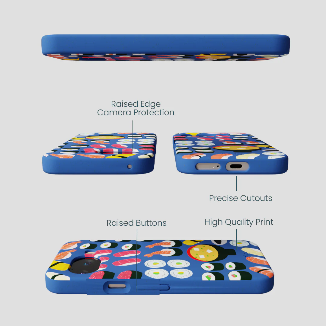 Electric Blue Sushi Night Google Pixel 9a Case - Image 3