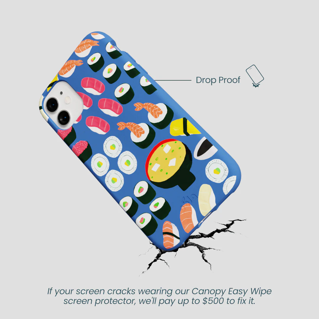 Electric Blue Sushi Night iPhone 11 Case - Image 5