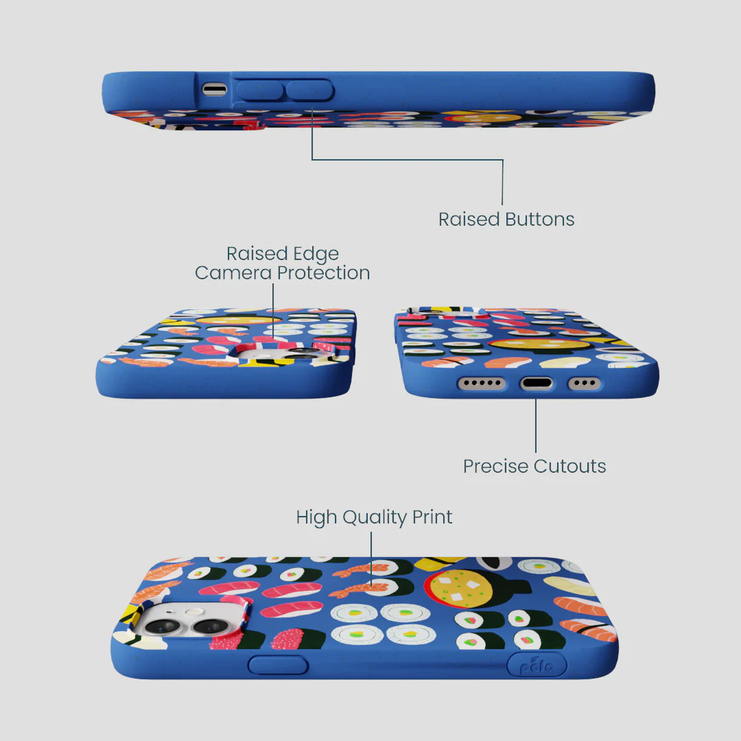 Electric Blue Sushi Night iPhone 12/ iPhone 12 Pro Case - Image 3