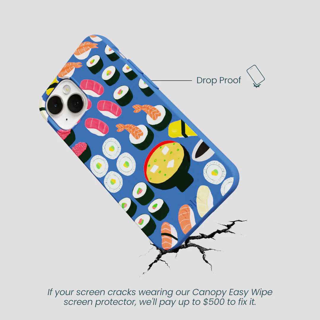 Electric Blue Sushi Night iPhone 13 Case - Image 5