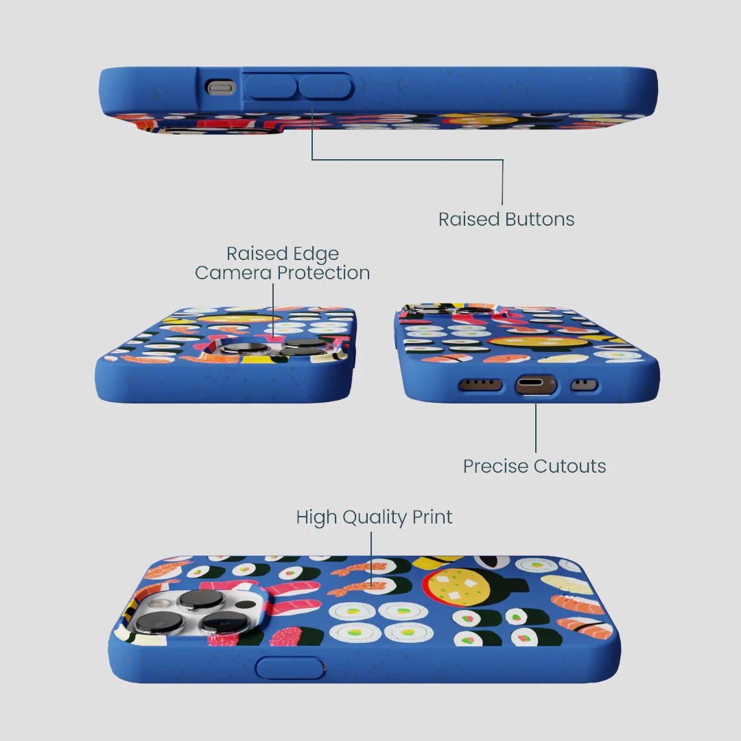 Electric Blue Sushi Night iPhone 13 Pro Case - Image 3