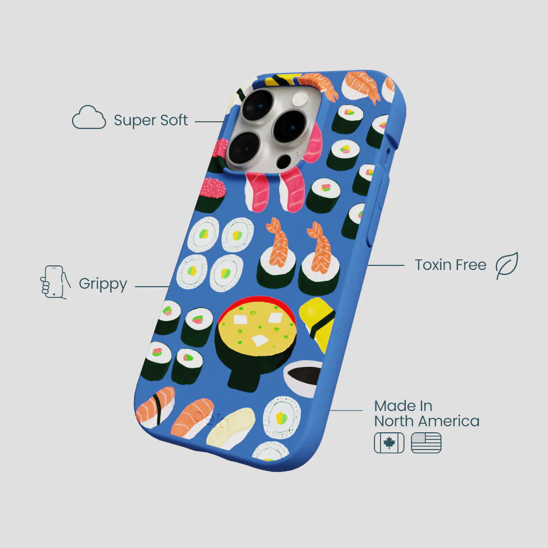 Electric Blue Sushi Night iPhone 14 Pro Case - Image 4