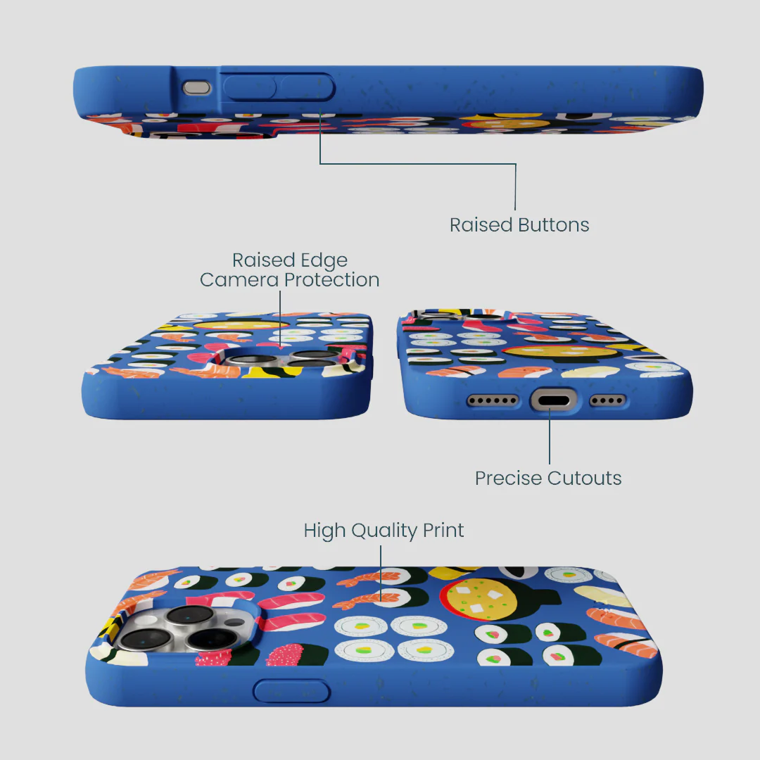 Electric Blue Sushi Night iPhone 14 Pro Max Case - Image 3