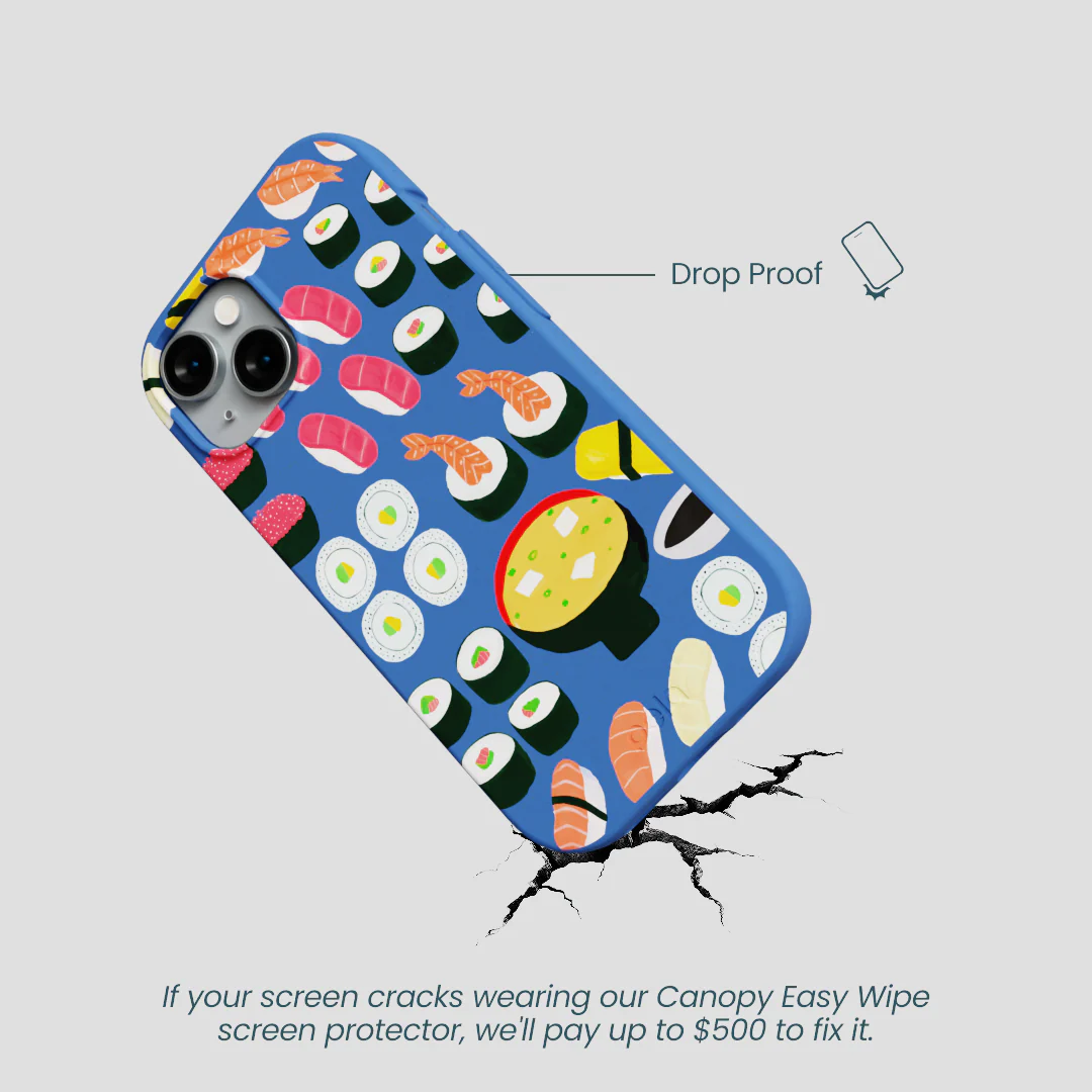 Electric Blue Sushi Night iPhone 15 Case - Image 5