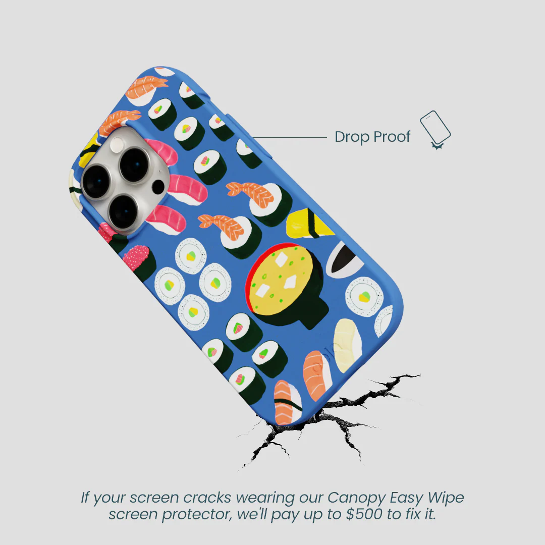 Electric Blue Sushi Night iPhone 15 Pro Case - Image 5