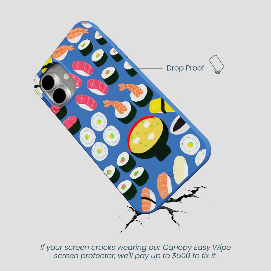 Electric Blue Sushi Night iPhone 16 Plus Case - Image 5