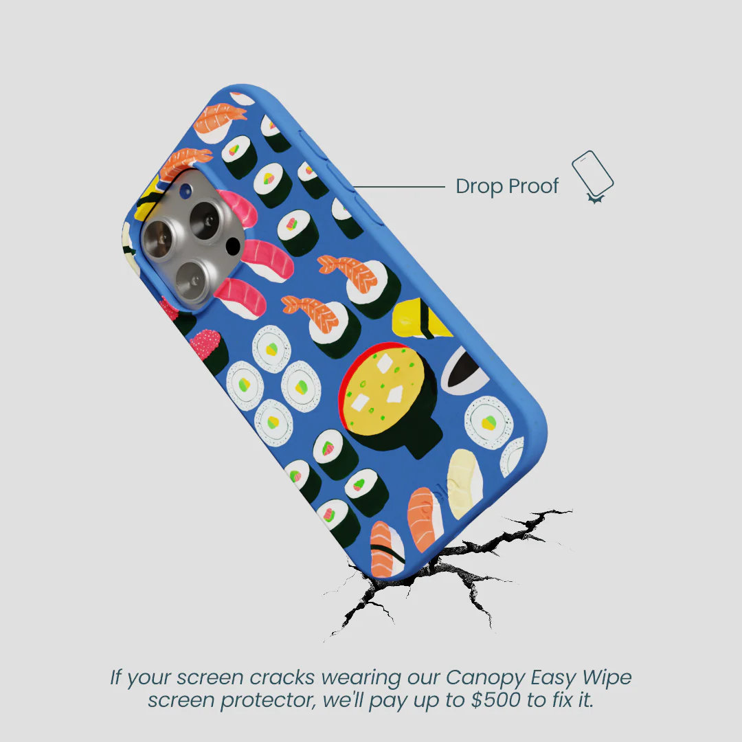 Electric Blue Sushi Night iPhone 16 Pro Case - Image 5