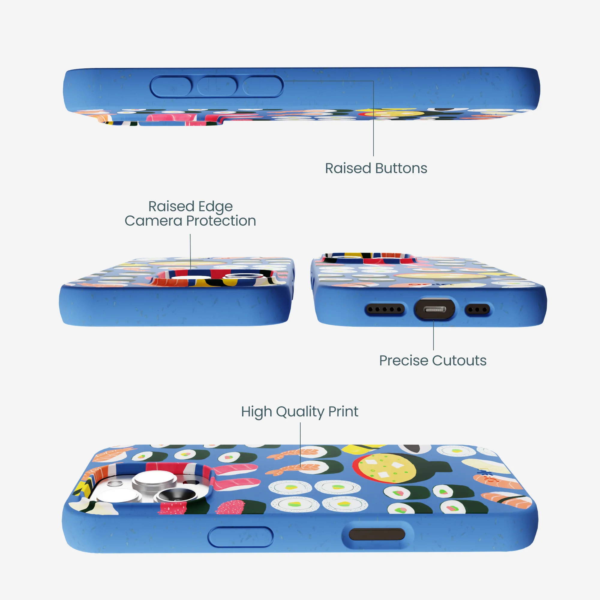 Electric Blue Sushi Night iPhone 16 Pro Max Case - Image 3
