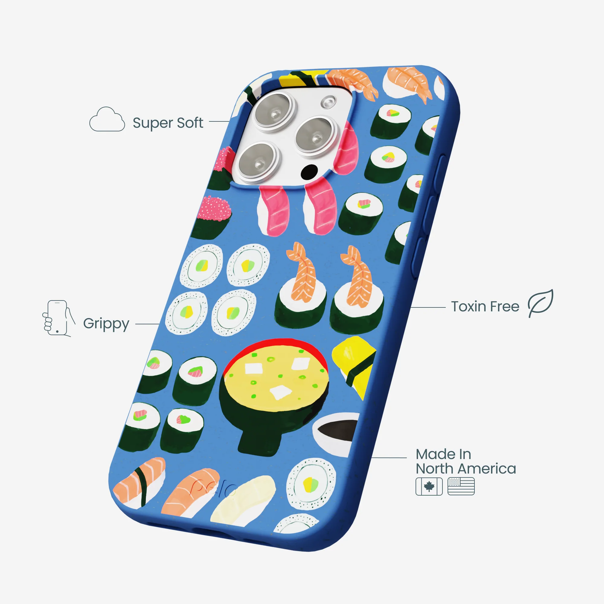 Electric Blue Sushi Night iPhone 16 Pro Max Case - Image 4
