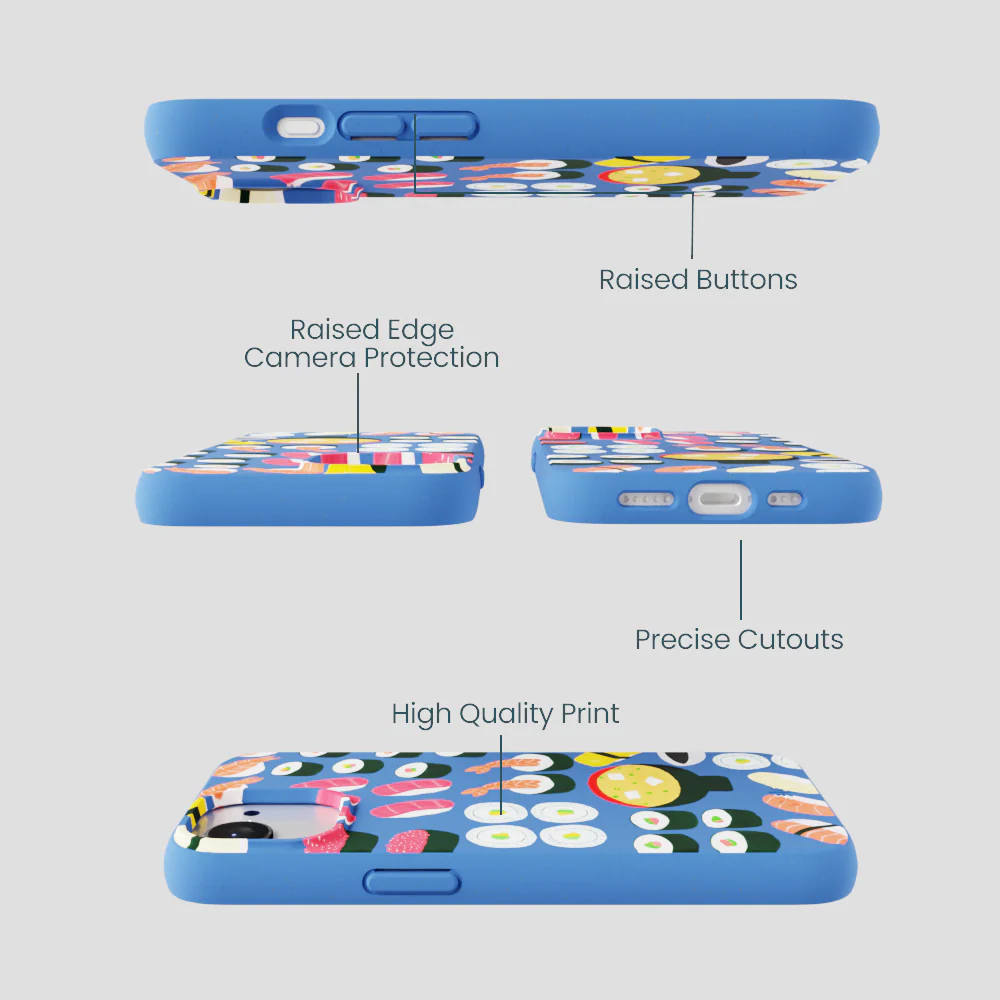 Electric Blue Sushi Night iPhone 16e/17e Case - Image 3