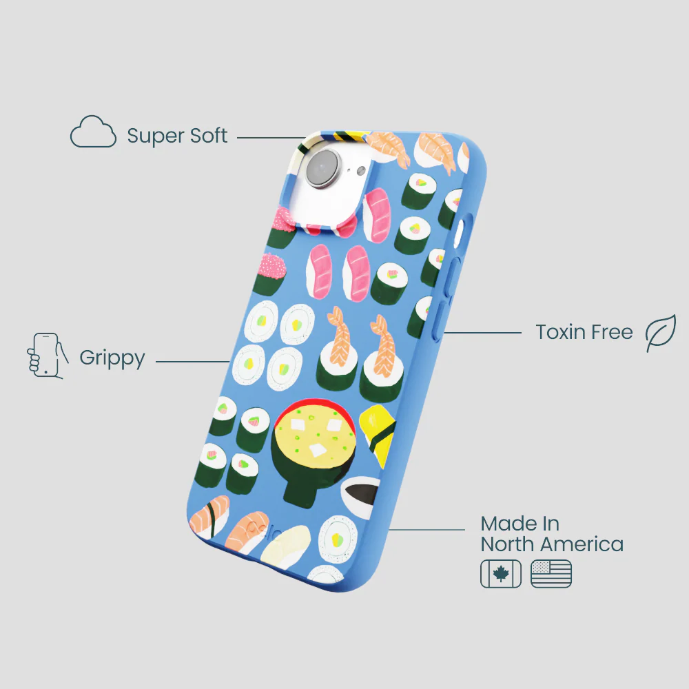 Electric Blue Sushi Night iPhone 16e/17e Case - Image 4