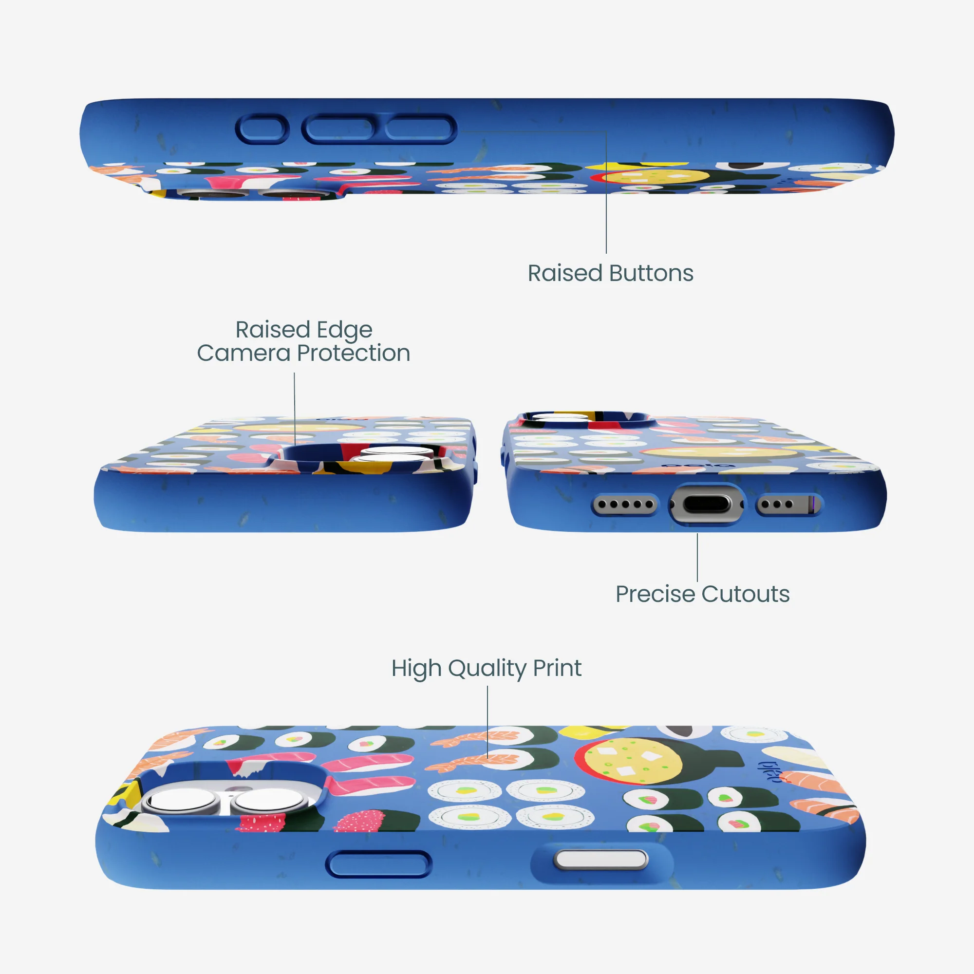 Electric Blue Sushi Night iPhone 17 Case - Image 3
