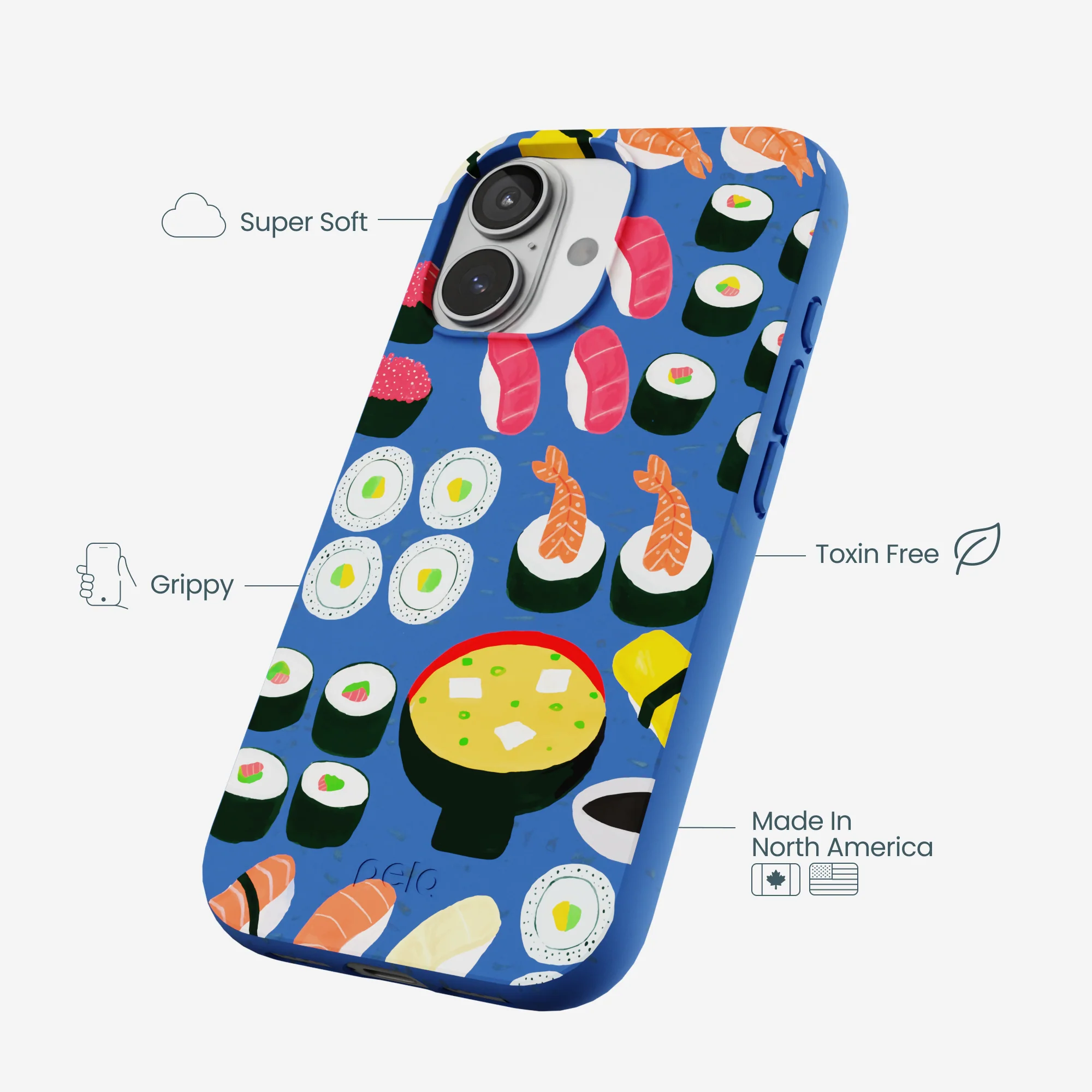 Electric Blue Sushi Night iPhone 17 Case - Image 4