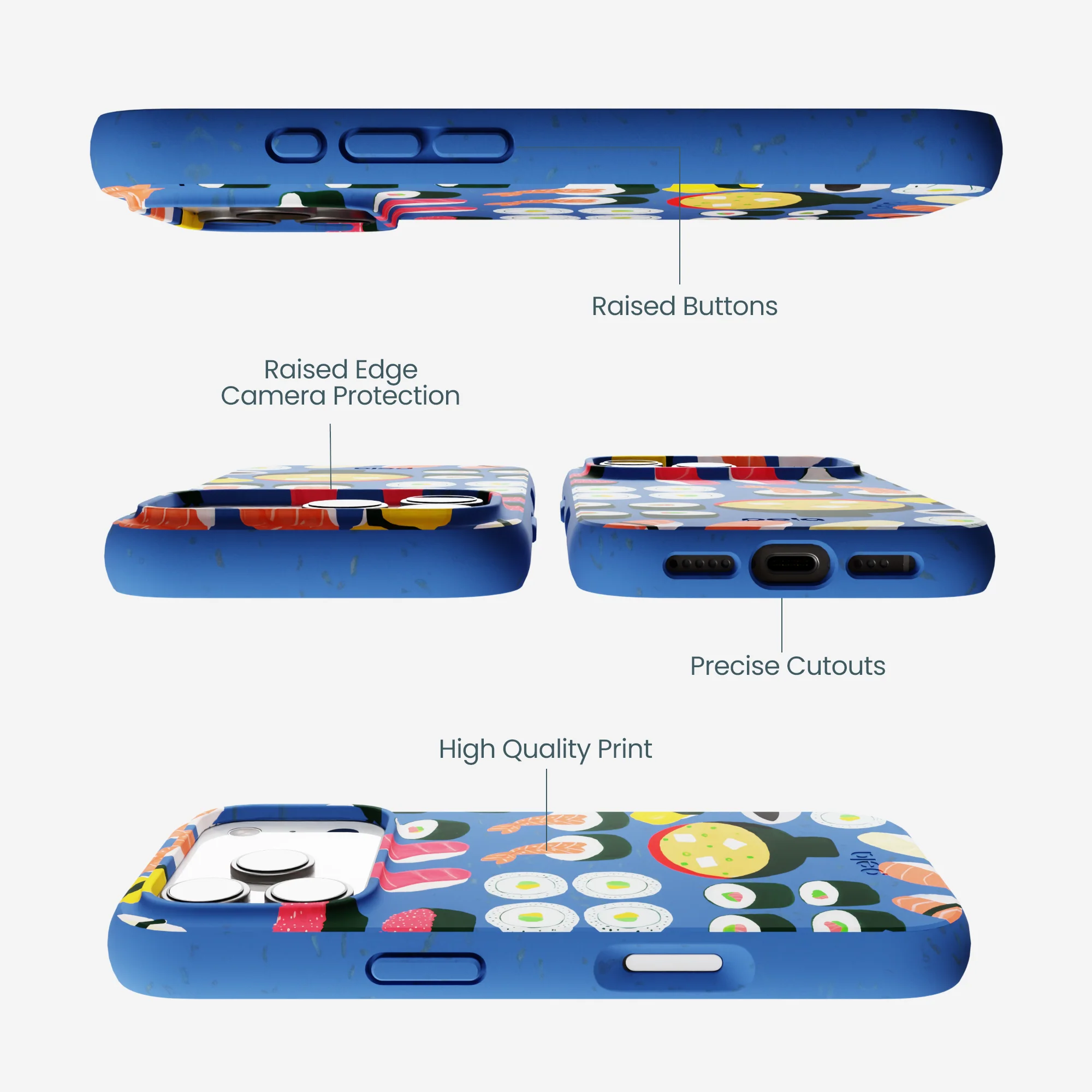 Electric Blue Sushi Night iPhone 17 Pro Case - Image 3