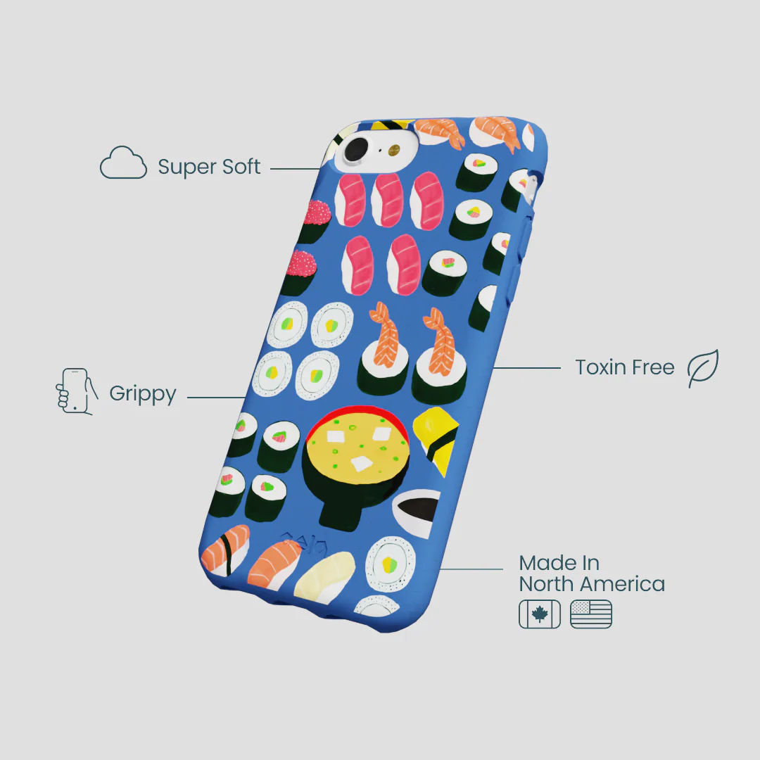 Electric Blue Sushi Night iPhone 6/6s/7/8/SE Case - Image 4