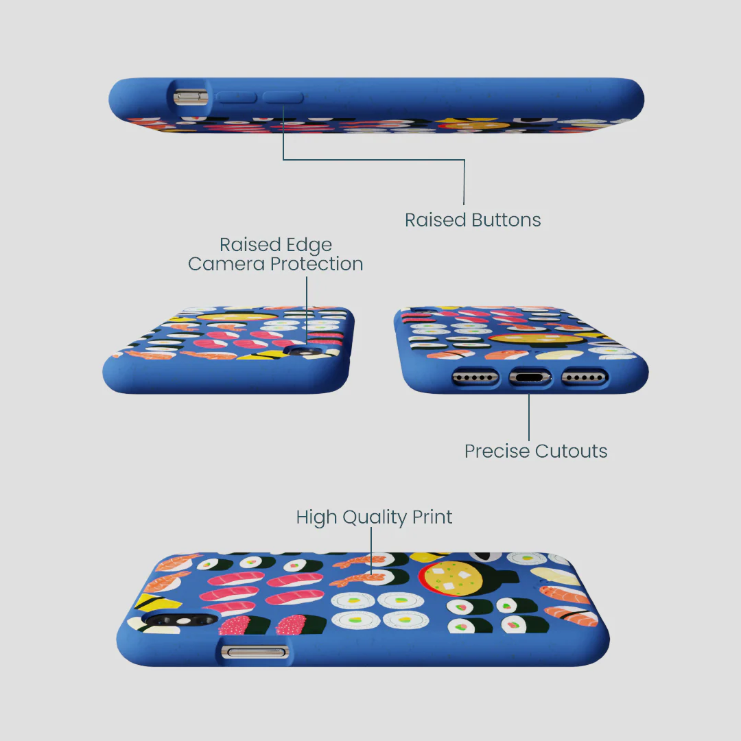 Electric Blue Sushi Night iPhone XR Case - Image 3