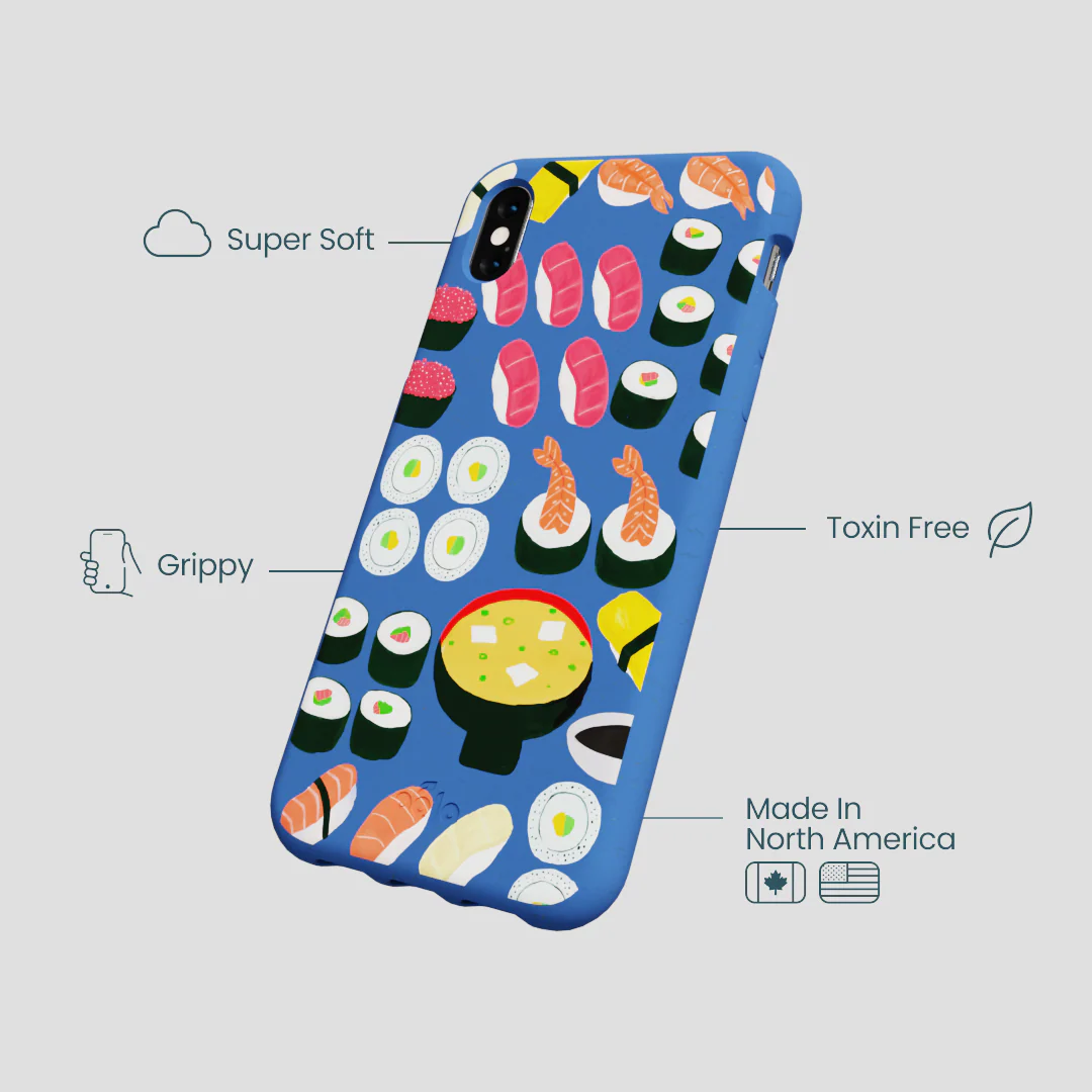 Electric Blue Sushi Night iPhone XR Case - Image 4