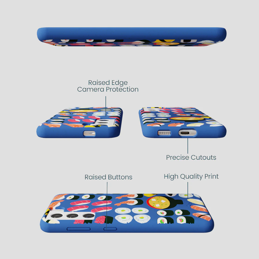 Electric Blue Sushi Night Samsung Galaxy S21 Case - Image 3