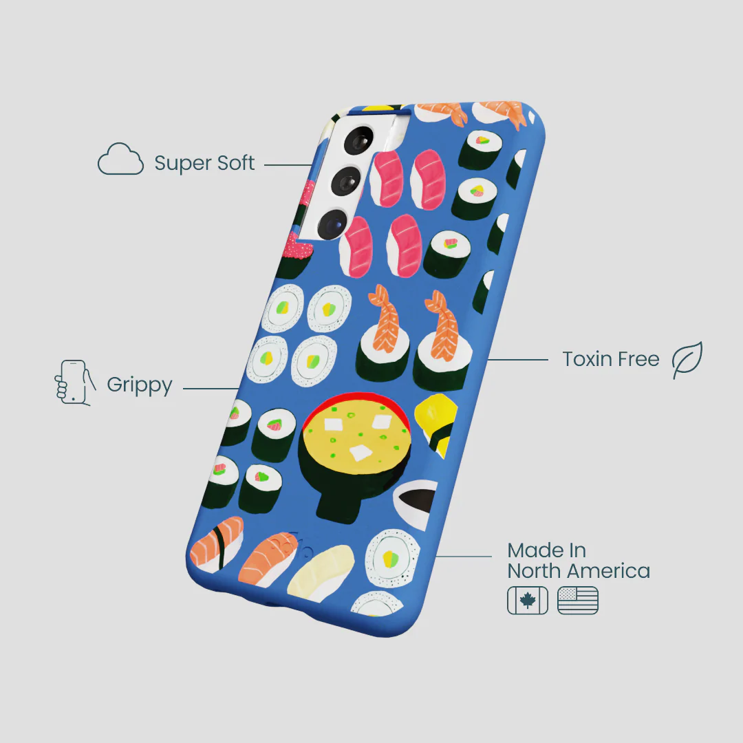 Electric Blue Sushi Night Samsung Galaxy S22 Case - Image 4