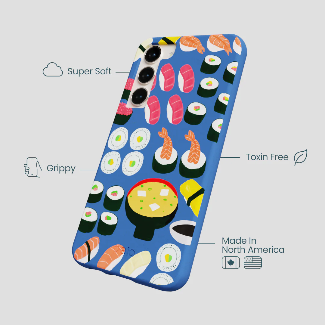 Electric Blue Sushi Night Samsung Galaxy S23+(Plus) Case - Image 4