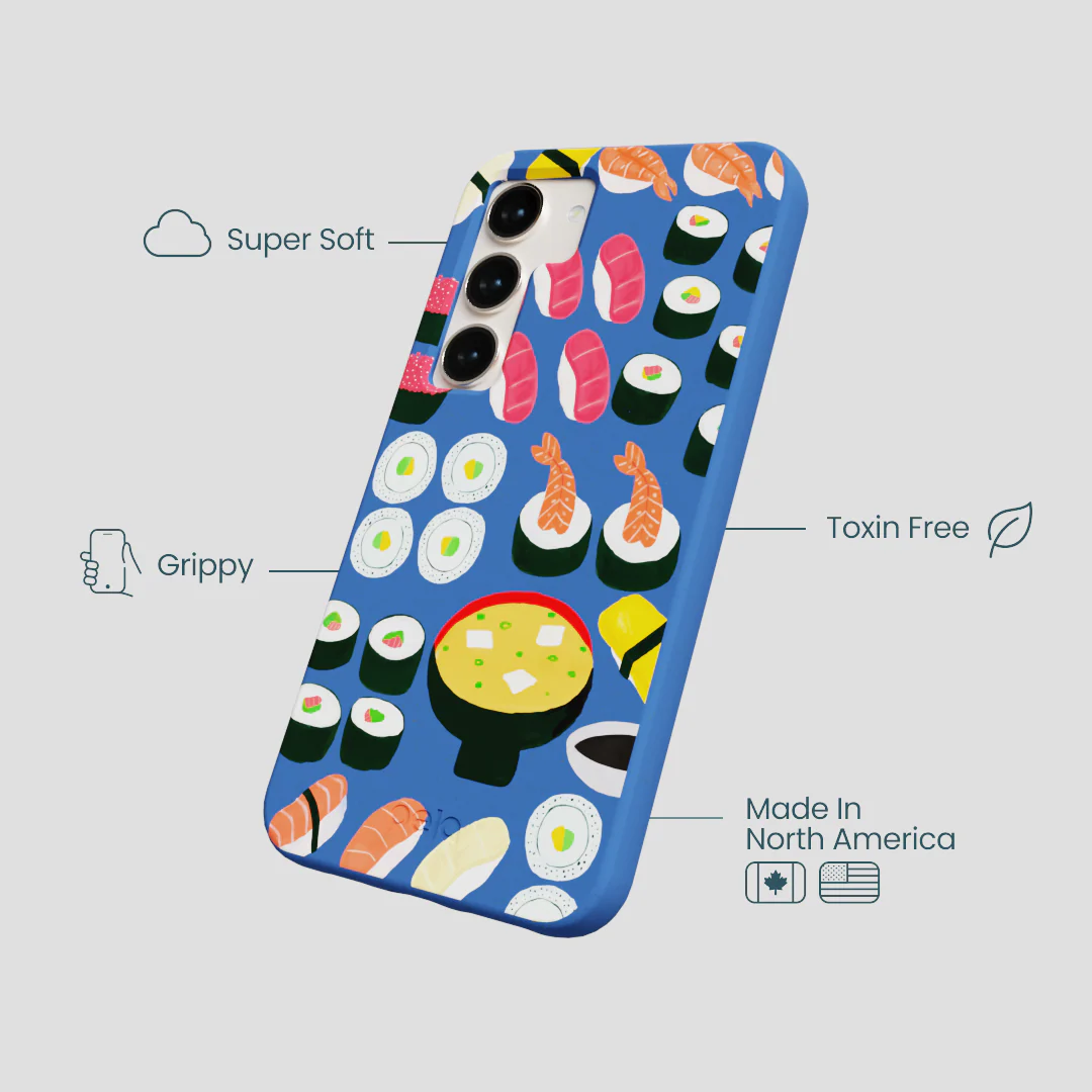 Electric Blue Sushi Night Samsung Galaxy S24 Case - Image 4
