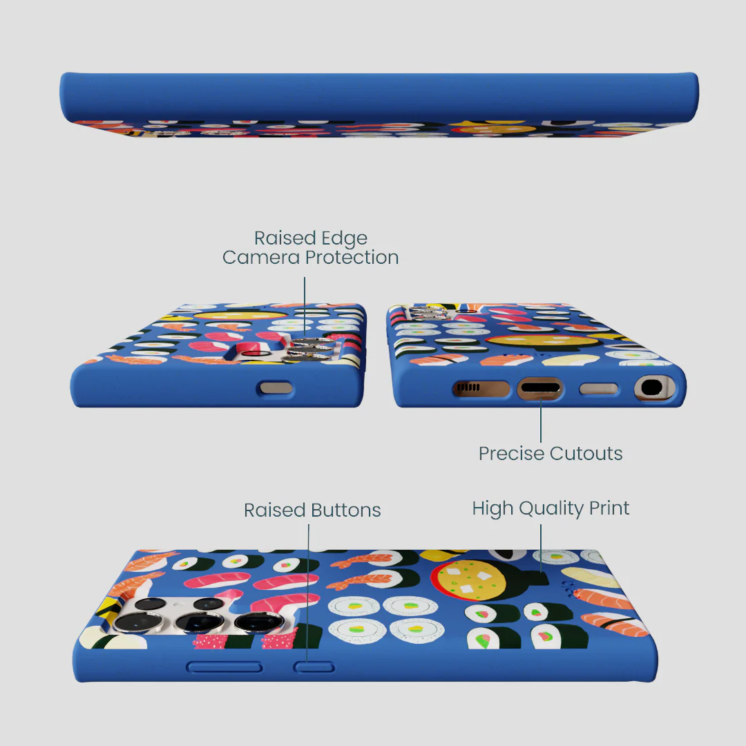 Electric Blue Sushi Night Samsung Galaxy S24 Ultra Case - Image 3