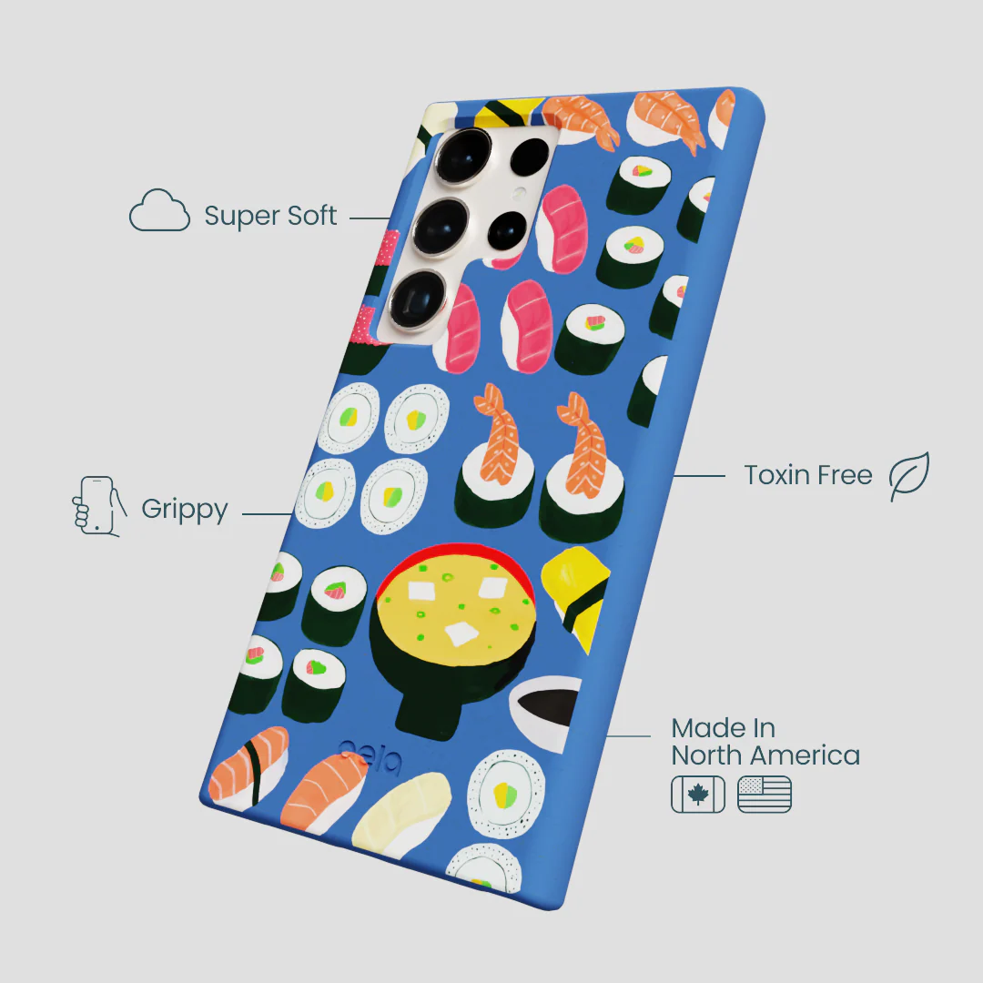 Electric Blue Sushi Night Samsung Galaxy S24 Ultra Case - Image 4
