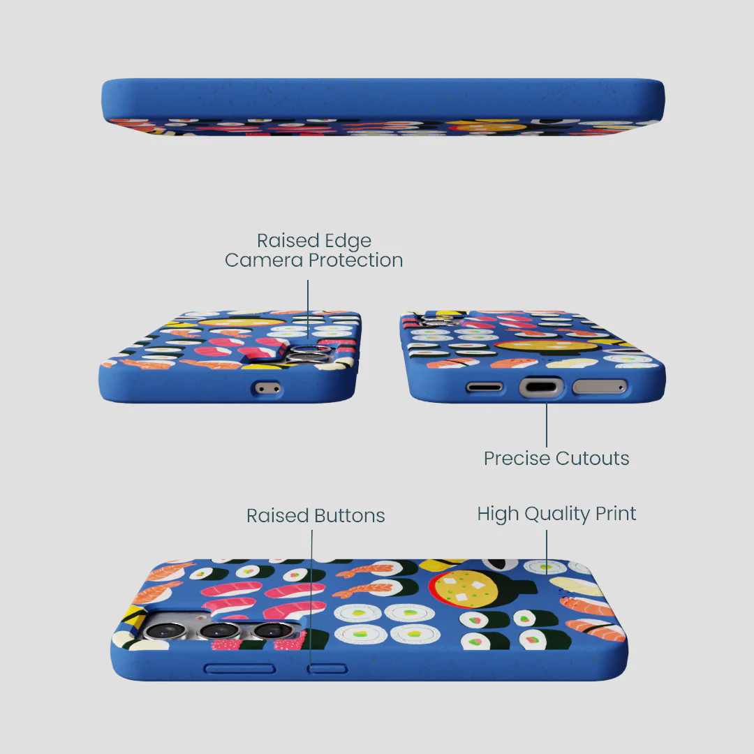 Electric Blue Sushi Night Samsung Galaxy S25 Case - Image 3