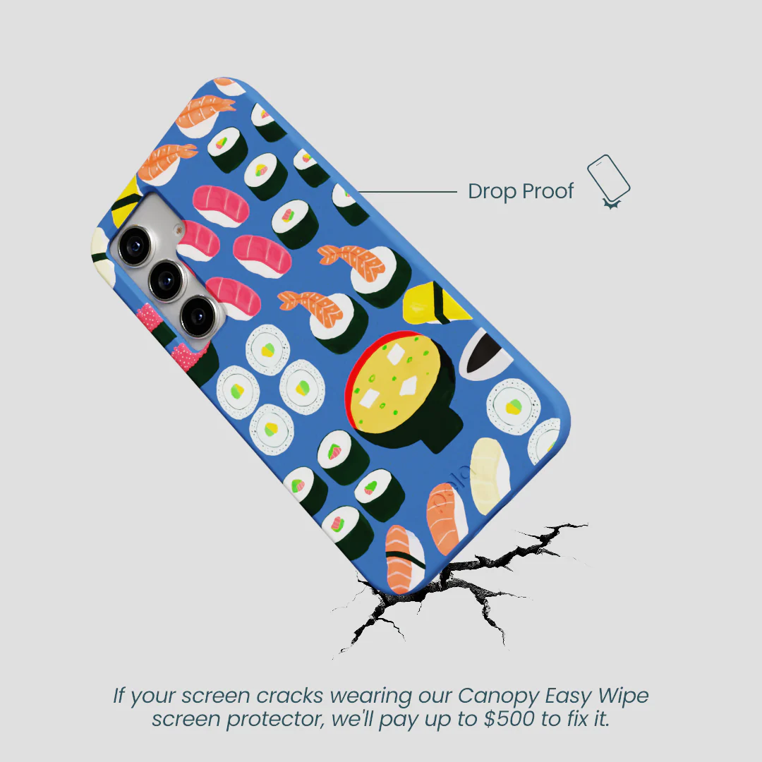 Electric Blue Sushi Night Samsung Galaxy S25 Case - Image 5