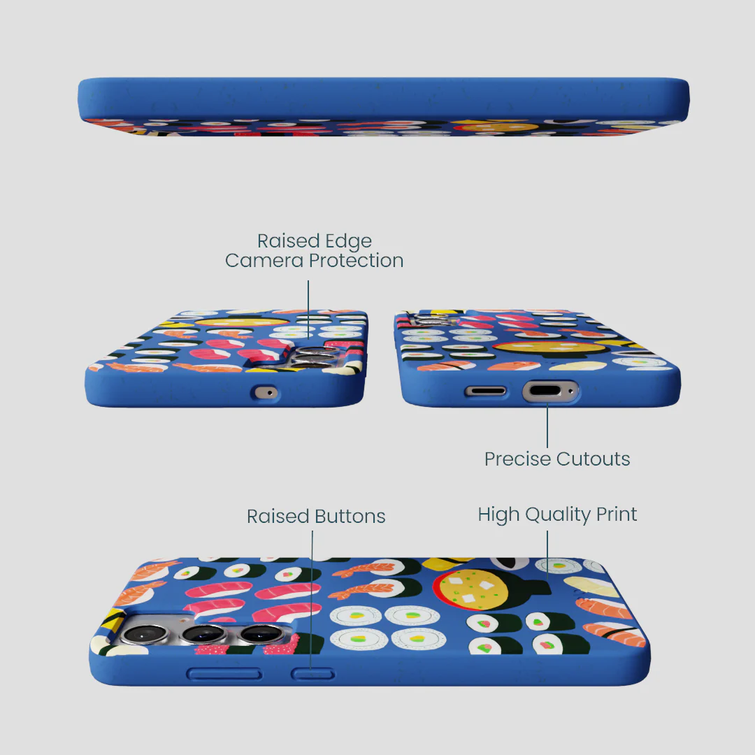 Electric Blue Sushi Night Samsung Galaxy S25+(Plus) Case - Image 3