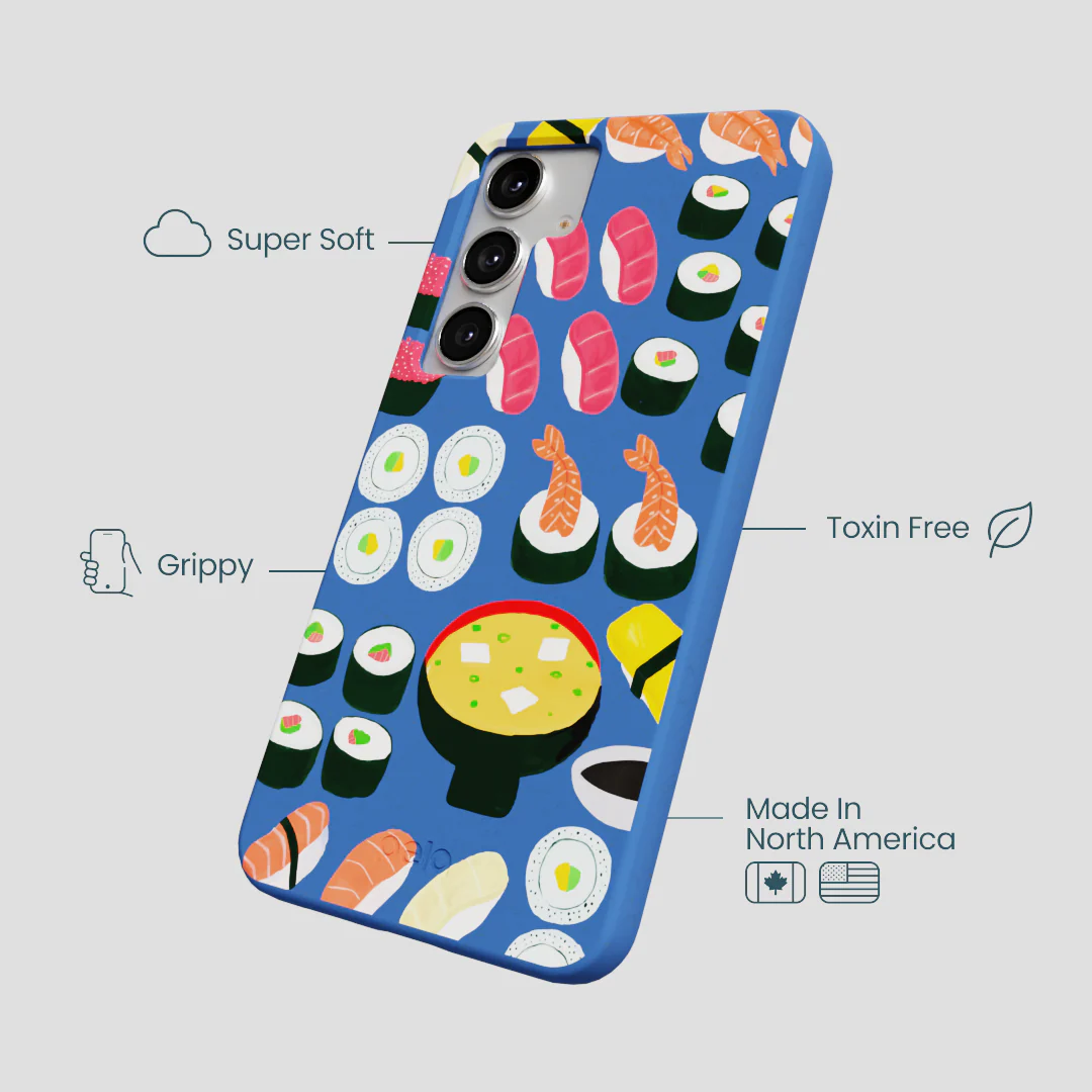 Electric Blue Sushi Night Samsung Galaxy S25+(Plus) Case - Image 4