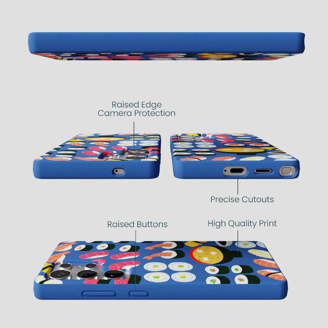 Electric Blue Sushi Night Samsung Galaxy S25 Ultra Case - Image 3