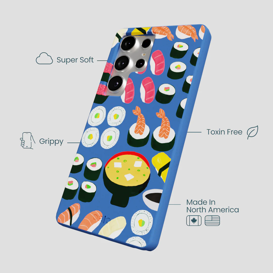 Electric Blue Sushi Night Samsung Galaxy S25 Ultra Case - Image 4