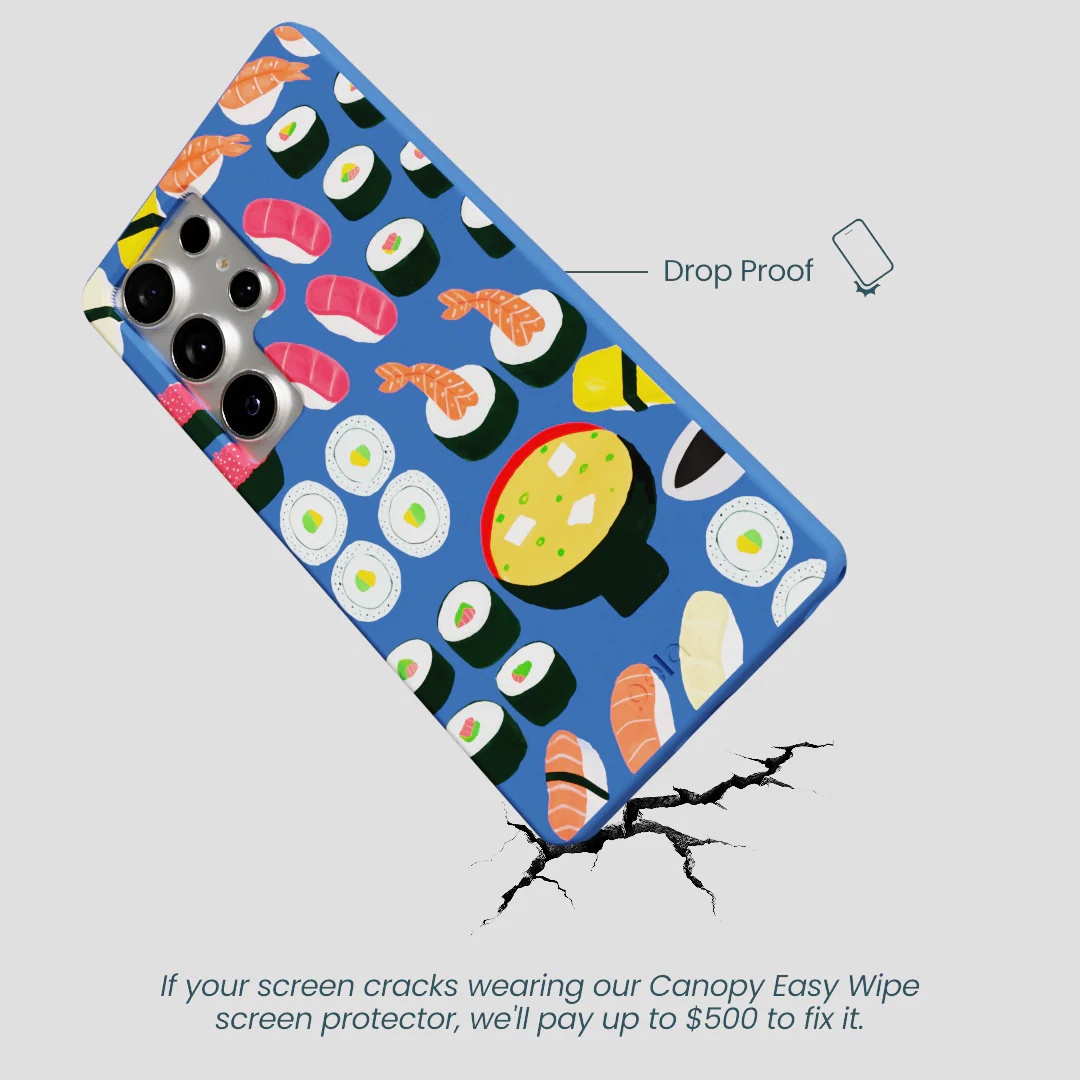 Electric Blue Sushi Night Samsung Galaxy S25 Ultra Case - Image 5