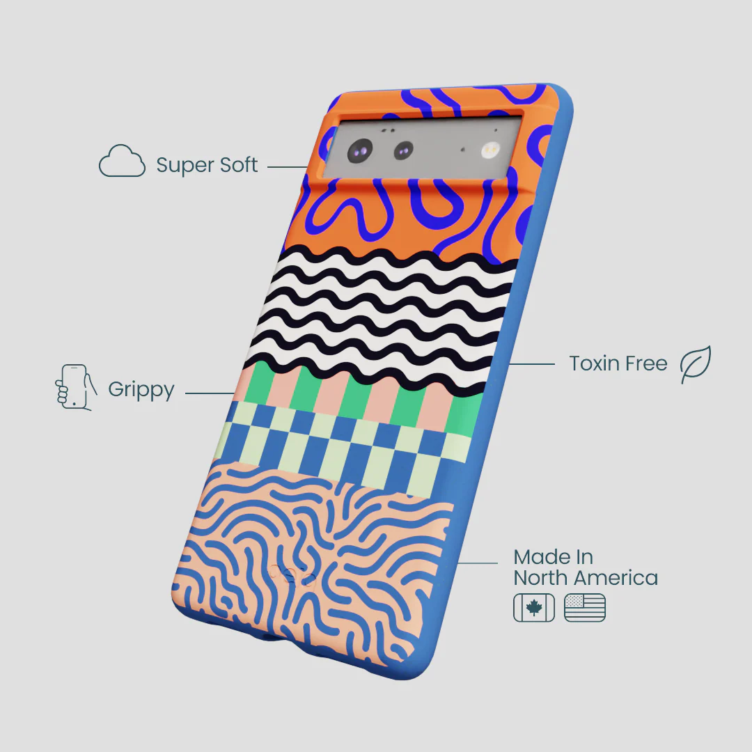 Electric Blue Tangerine Mix Google Pixel 6a Case - Image 4